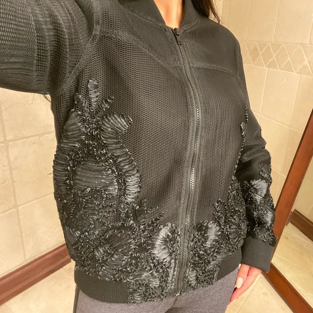 Mesh Embroidered Bomber Jacket - Picture 8 of 8
